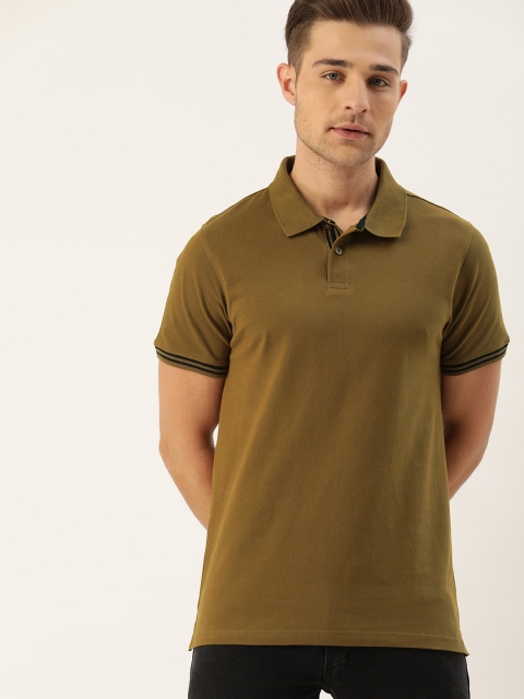 

INVICTUS Men Olive Green Solid Polo Collar T-shirt