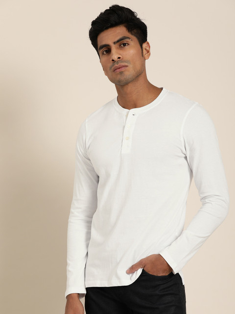 

INVICTUS Sport Men White Solid Henley Neck T-shirt