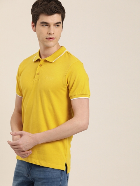 

INVICTUS Men Mustard Yellow Solid Polo Collar T-shirt