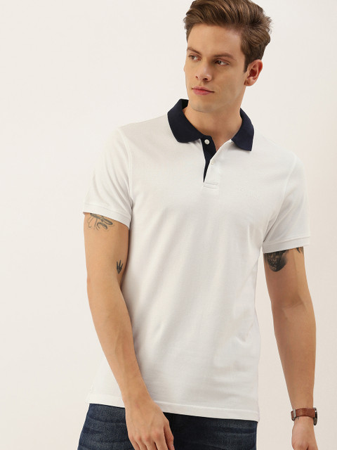 

INVICTUS Men White Solid Polo Collar T-shirt