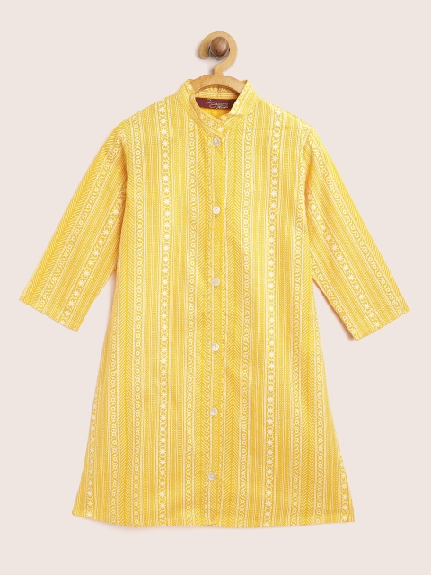

Sangria Girls Yellow & Off-White Printed Straight Kurta