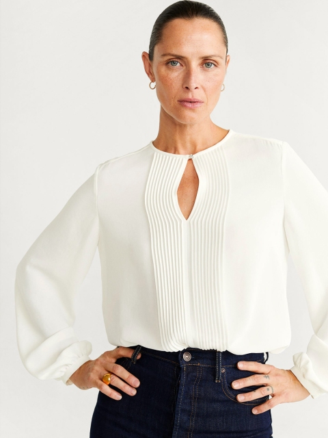 

MANGO Women White Solid Top