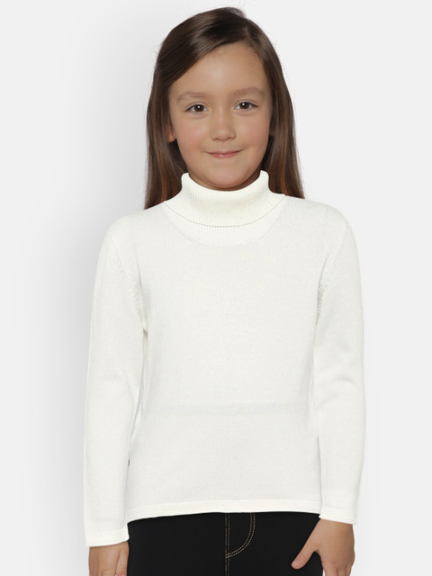 

Mango Kids Girls Off-White Solid Pullover Sweater