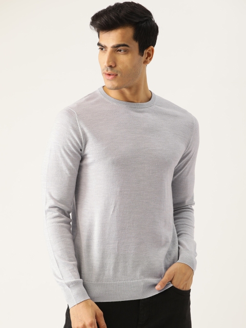 

MANGO MAN Men Grey Melange Solid Wool Pullover