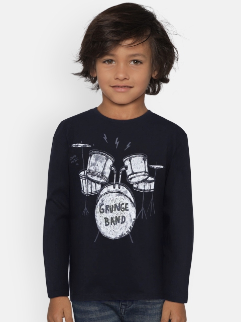 

Mango Kids Boys Black Printed Round Neck T-shirt