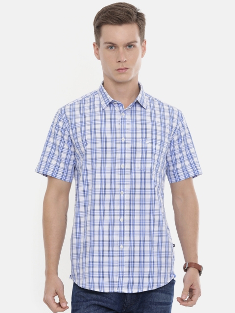 

Parx Men White & Blue Checked Slim Fit Casual Shirt