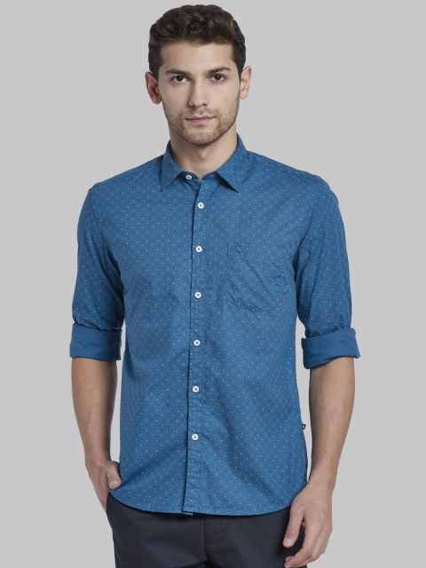 

Parx Men Blue Slim Fit Printed Casual Shirt