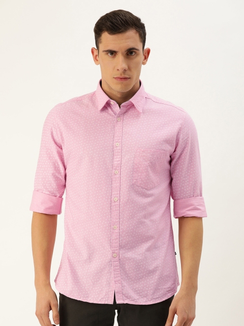 

Parx Men Pink & White Slim Fit Printed Casual Shirt