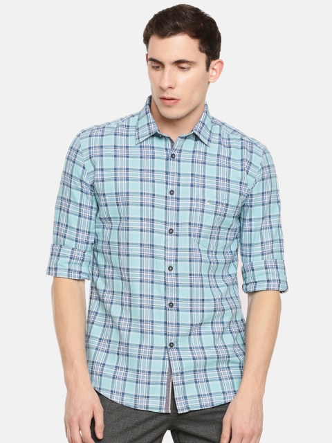 

Parx Men Blue Checked Slim Fit Casual Shirt