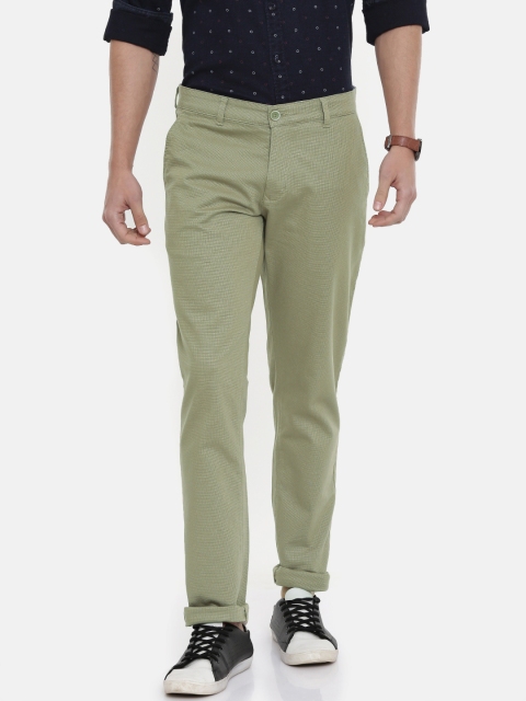 

Parx Men Green Tapered Fit Self Design Regular Trousers