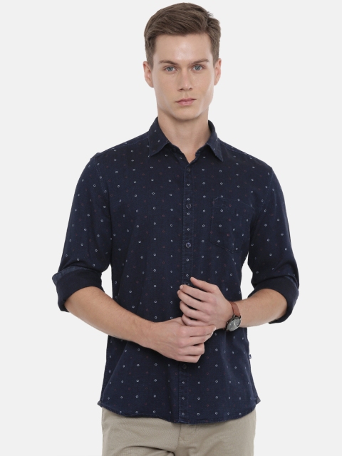 

Parx Men Navy Blue Slim Fit Self Design Casual Shirt