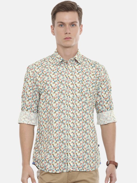 

Parx Men Yellow & Blue Slim Fit Tropical Printed Casual Shirt