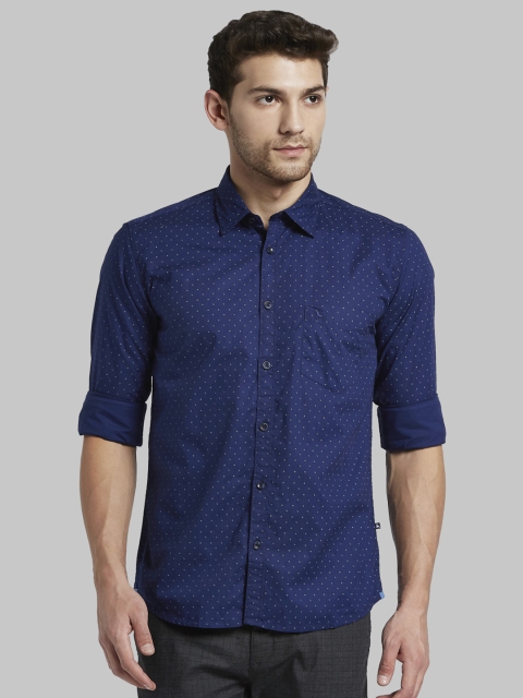 

Parx Men Blue Slim Fit Printed Casual Shirt