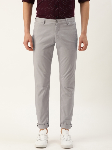 

Parx Men Grey Tapered Fit Self Design Regular Trousers