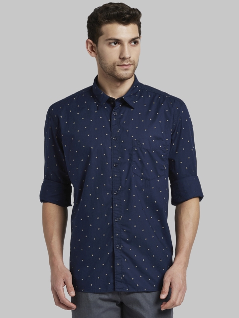 

Parx Men Blue Slim Fit Printed Casual Shirt