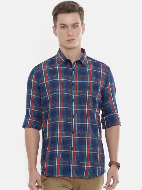

Parx Men Blue & Red Checked Slim Fit Casual Shirt