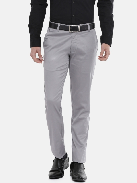 

Parx Men Grey Solid LOWELL Tapered Fit Regular Trousers