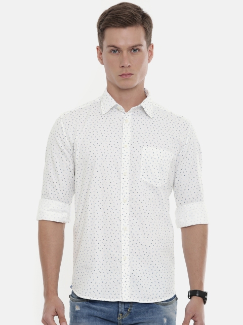 

Parx Men White & Blue Slim Fit Printed Casual Shirt