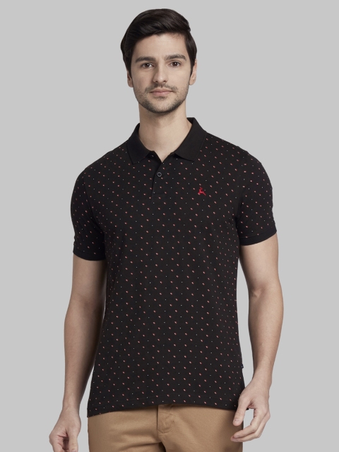 

Parx Men Black Printed Polo Collar T-shirt