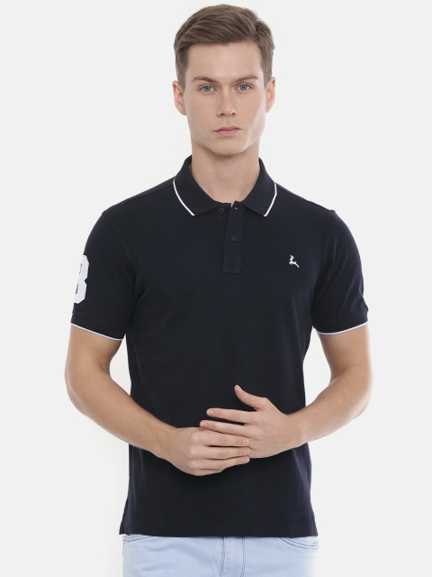 

Parx Men Navy Blue Solid Polo Collar T-shirt