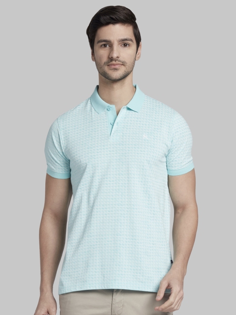 

Parx Men Blue & White Printed Polo Collar T-shirt