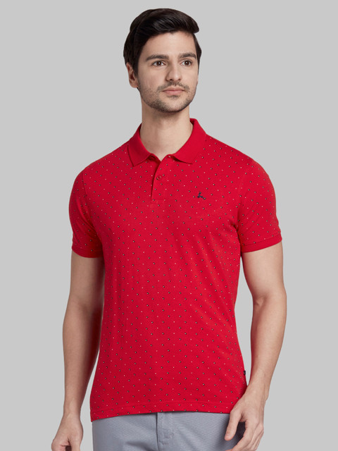 

Parx Men Red Printed Polo Collar T-shirt