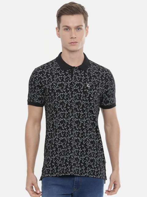 

Parx Men Black & Grey Printed Polo Collar T-shirt