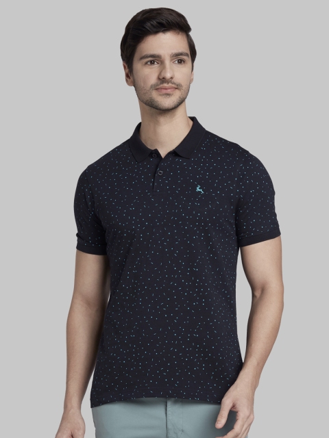 

Parx Men Navy Blue Printed Polo Collar T-shirt