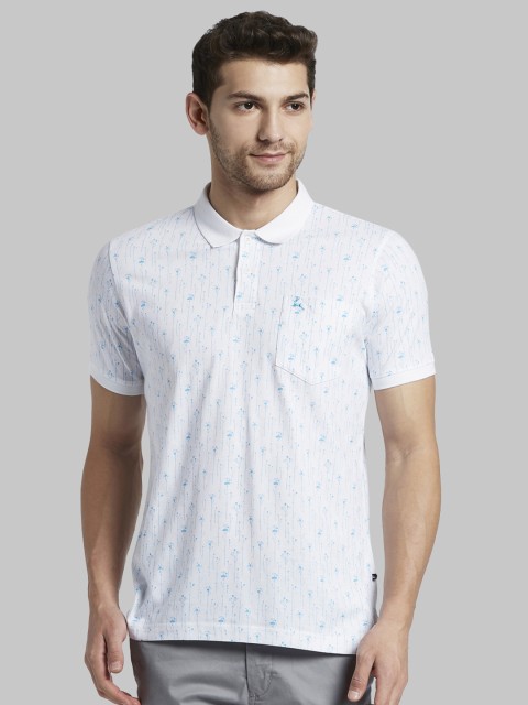 

Parx Men Blue & White Printed Polo Collar T-shirt