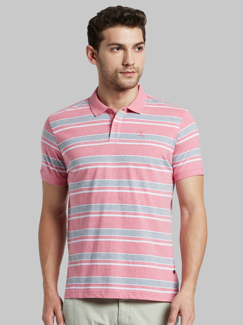 

Parx Men Red Striped Polo Collar T-shirt