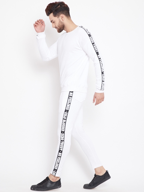 

FUGAZEE Men White Solid Slim-Fit Track Suit