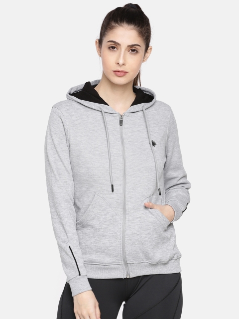 

Proline Active Women Grey Melange Solid Hooded Sweatshirt