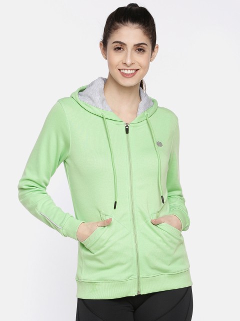 

Proline Active Women Green Solid Hooded Sweatshirt