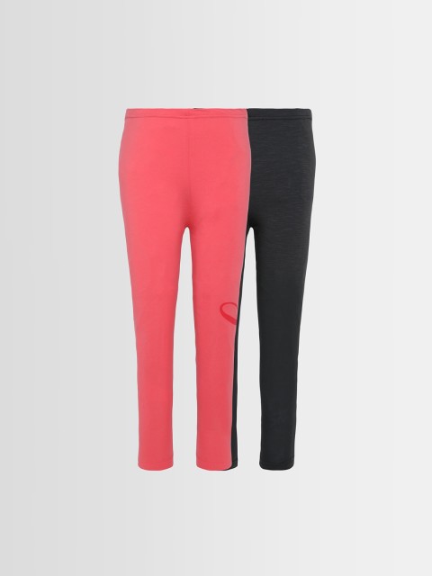 

Punkster Girls Pack of 2 Solid Ankle-Length Leggings, Charcoal