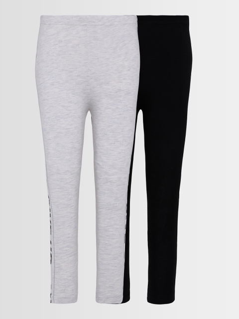 

Punkster Girls Pack of 2 Solid Ankle-Length Leggings, Grey