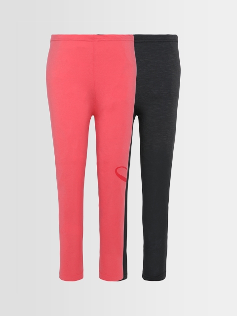 

Punkster Girls Pack of 2 Solid Ankle-Length Leggings, Pink