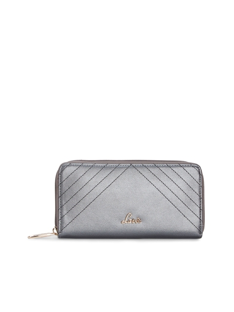 

Lavie Women Grey Solid Zip Around Wallet
