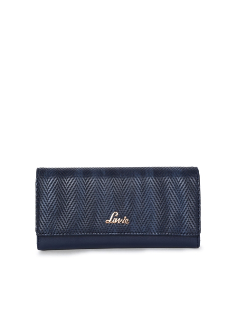 

Lavie Women Navy Blue Textured Three Fold Wallet