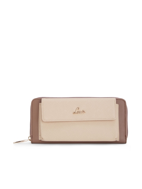 

Lavie Women Pink & Beige Colourblocked Zip Around Wallet