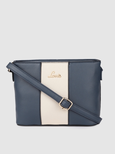 

Lavie Navy Blue & Beige Colourblocked Sling Bag