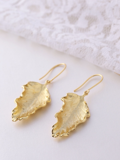 

Priyaasi Gold Plated Handcrafted Leaf Shaped Drop Earrings