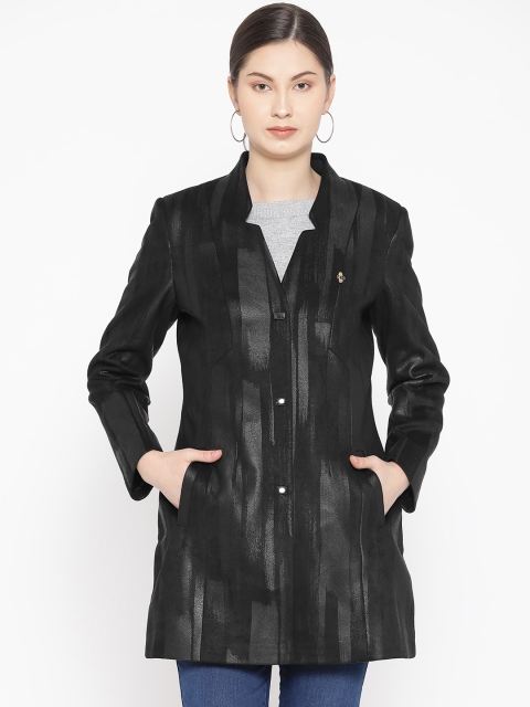 

Duke Women Black Coated Regular Length Overcoat