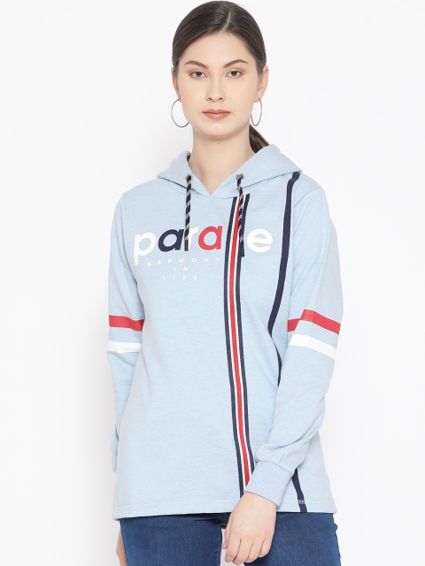 

Duke Women Blue & Red Printed Hooded Sweatshirt