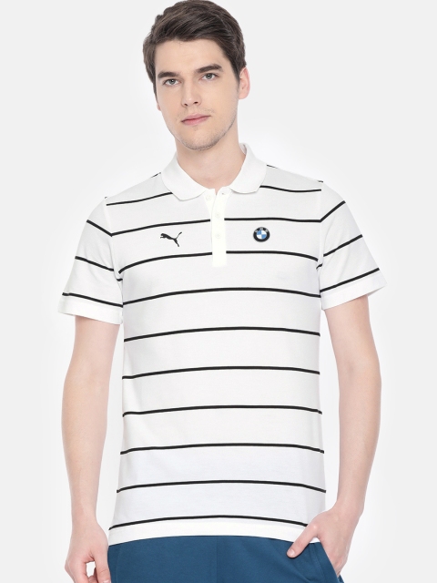 

PUMA Motorsport Men White & Black Striped Polo Collar T-shirt
