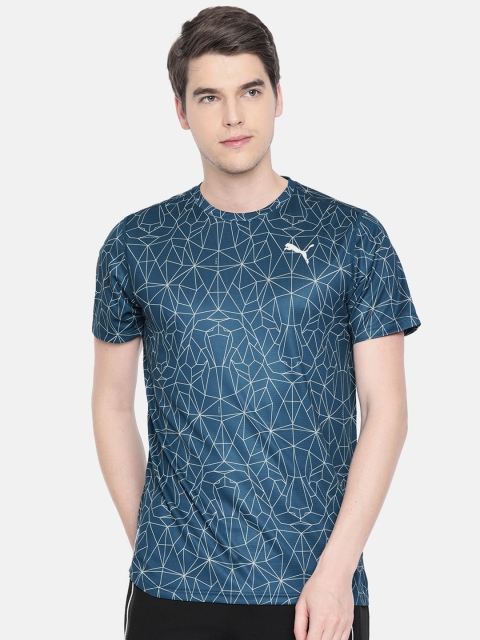 

Puma Men Teal Printed Round Neck T-shirt