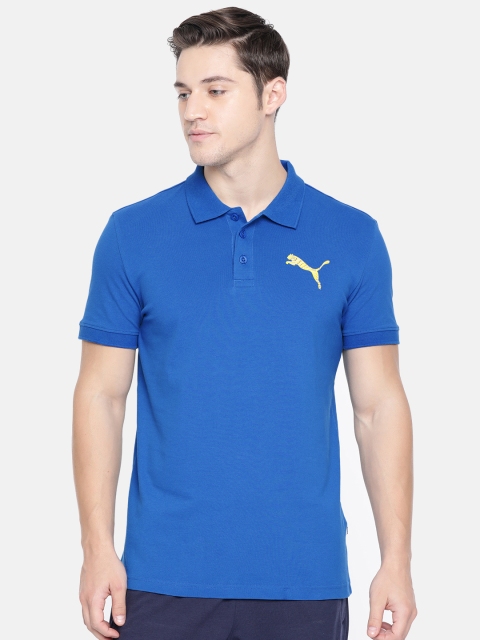 

Puma Men Blue Slim Fit Solid Polo Collar T-shirt