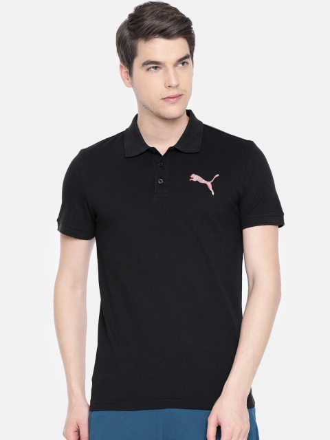 

Puma Men Black Solid Polo Collar T-shirt