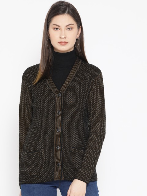 

Duke Women Black & Brown Self Design Cardigan