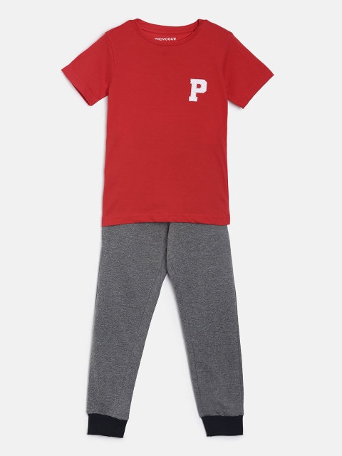 provogue-boys-red-charcoal-grey-solid-night-suit