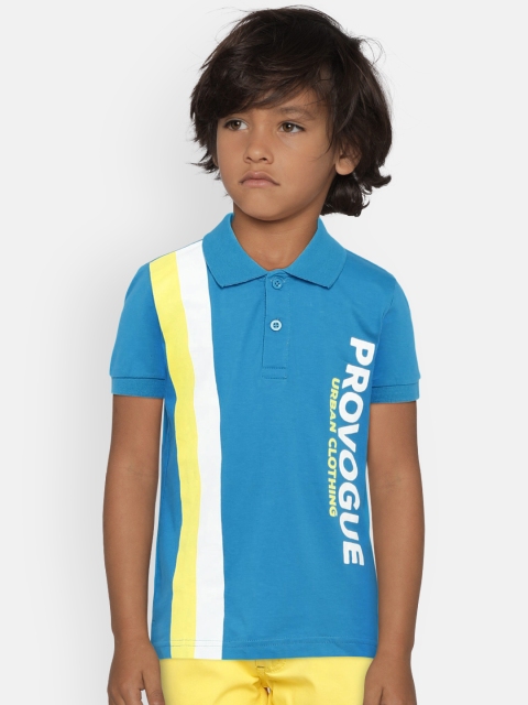 

Provogue Boys Blue Printed Polo Collar T-shirt
